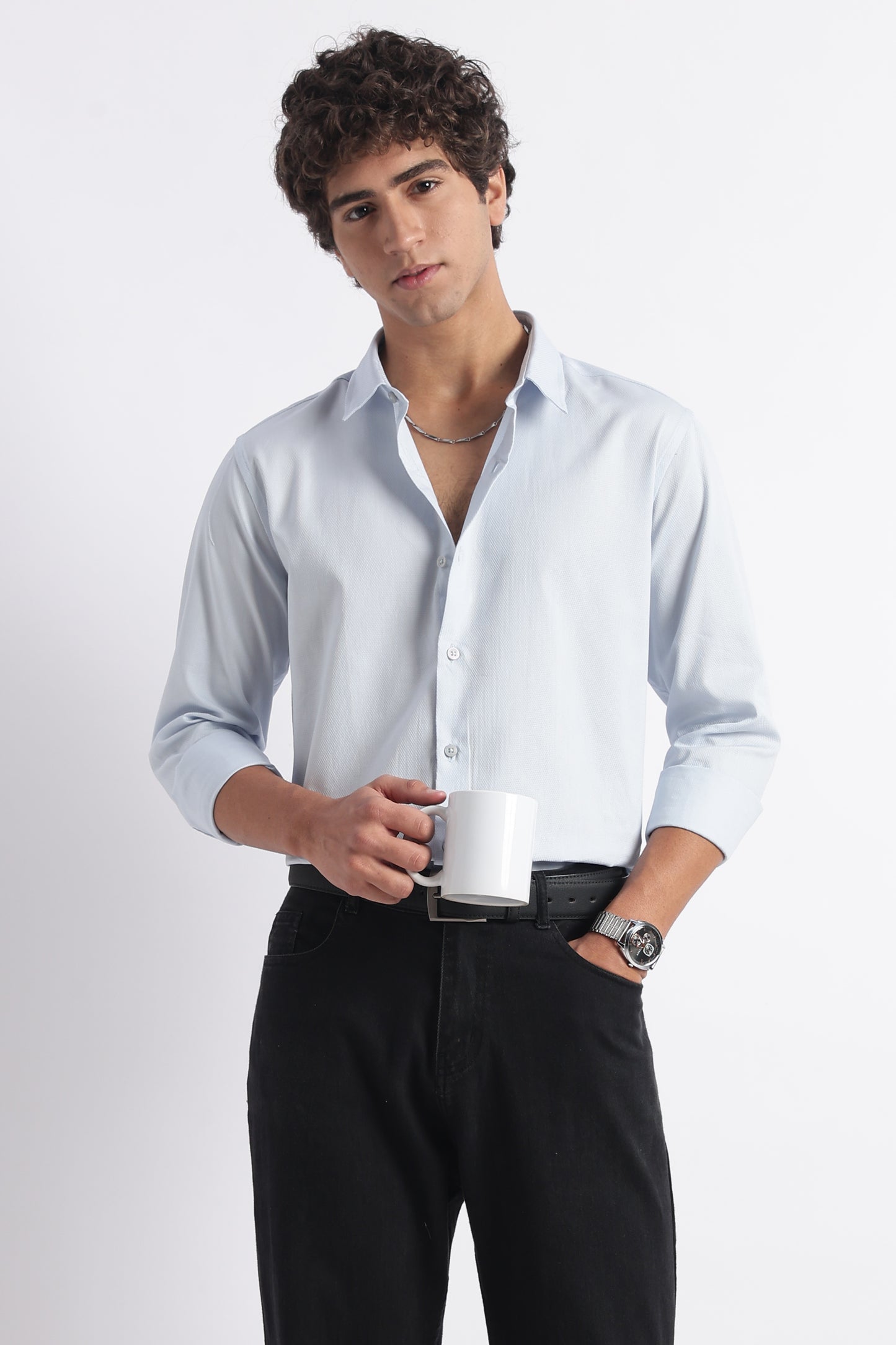 Classic Dobby Solid Shirt Blue