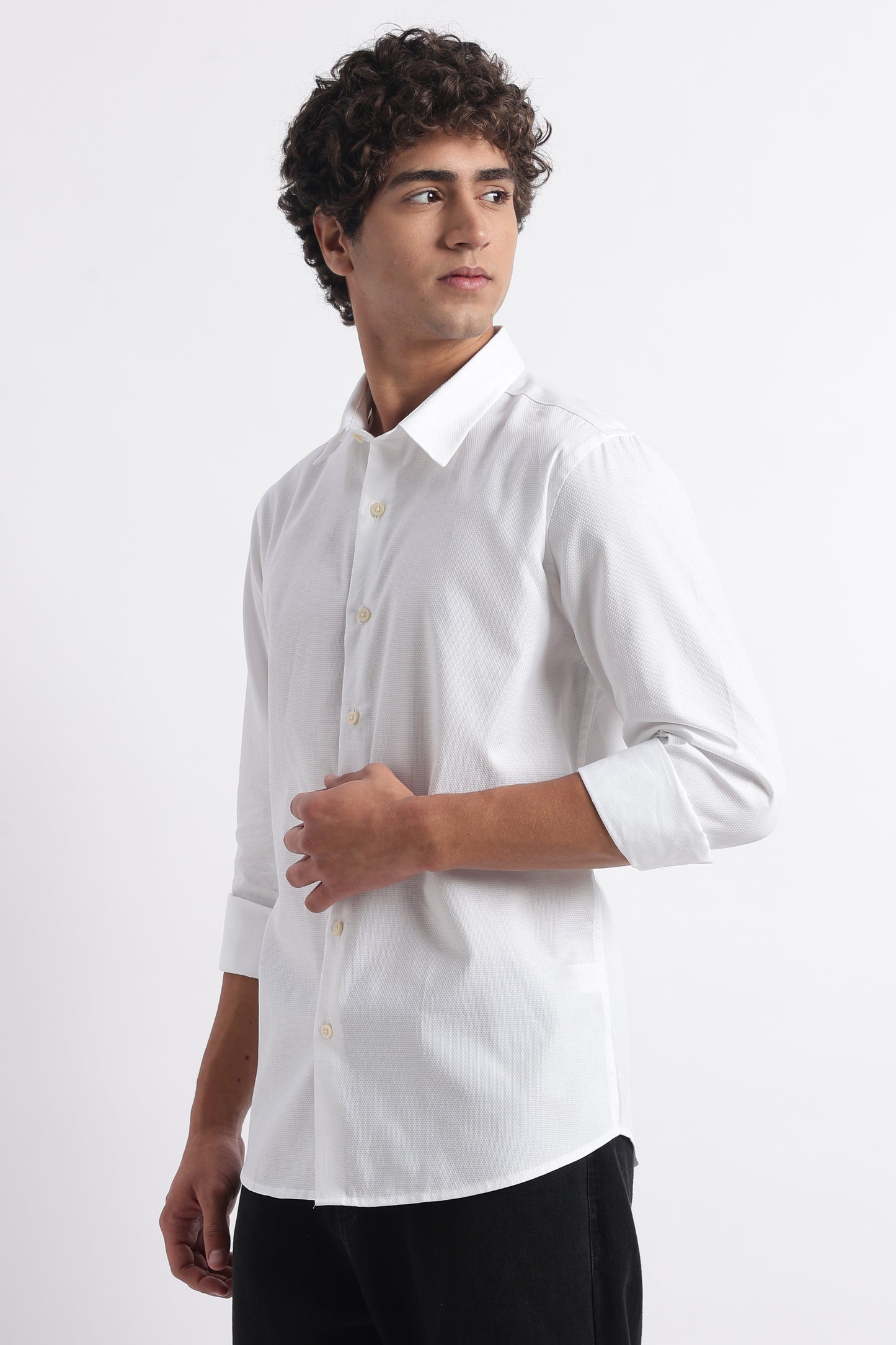 Classic Dobby Solid Shirt White