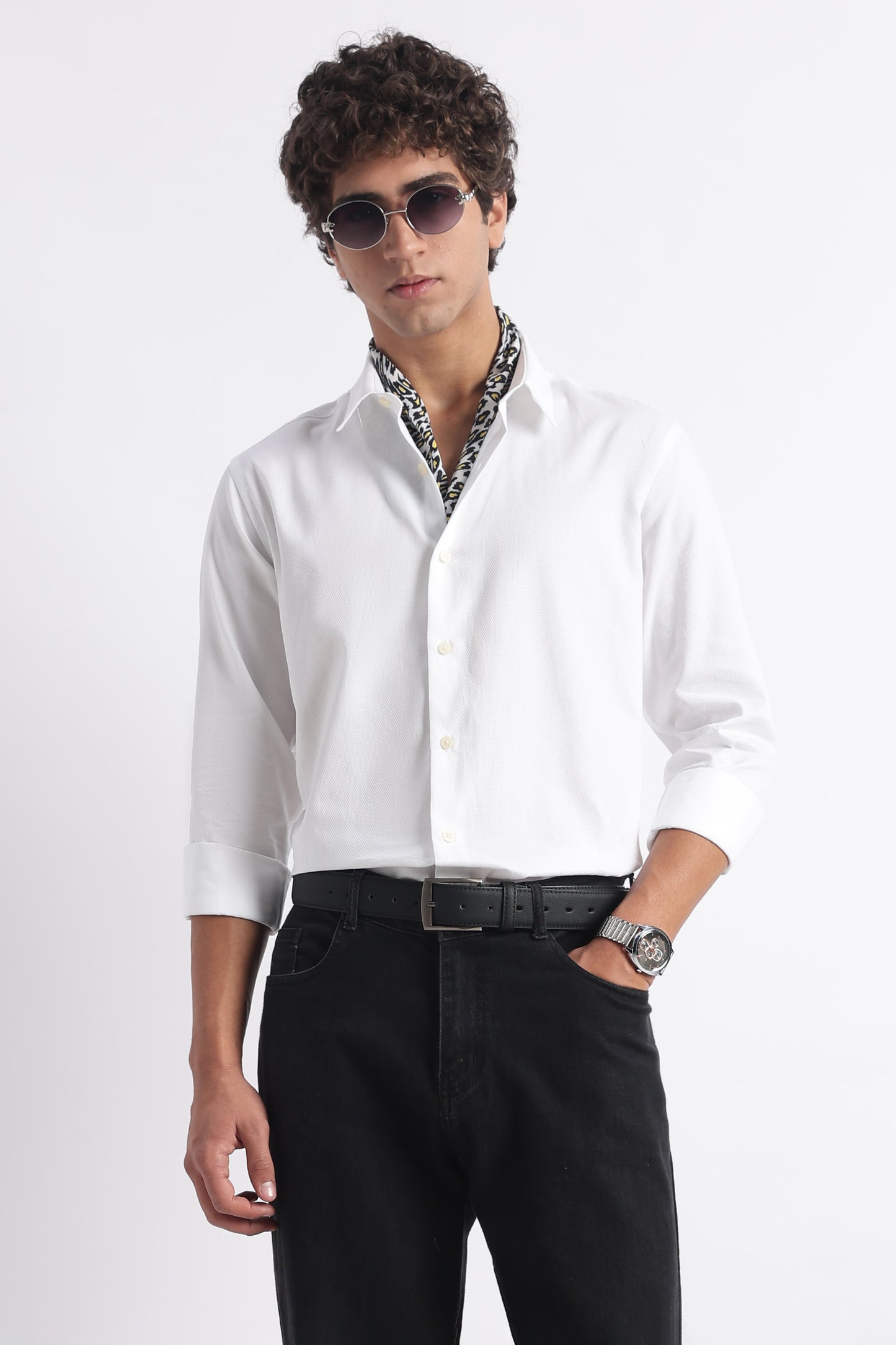 Classic Dobby Solid Shirt White