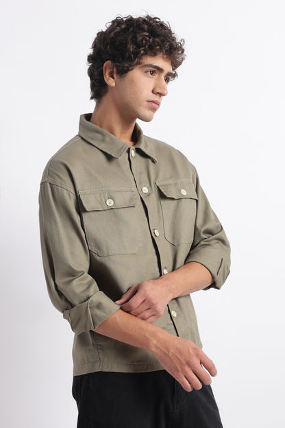 Everyday Layering Shacket Olive