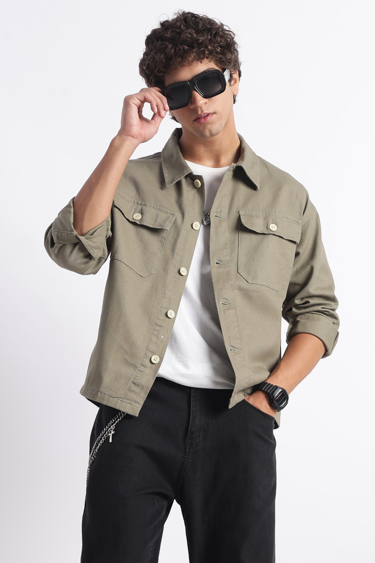 Everyday Layering Shacket Olive