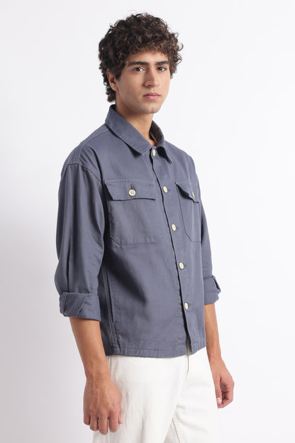 Everyday Layering Shacket Blue