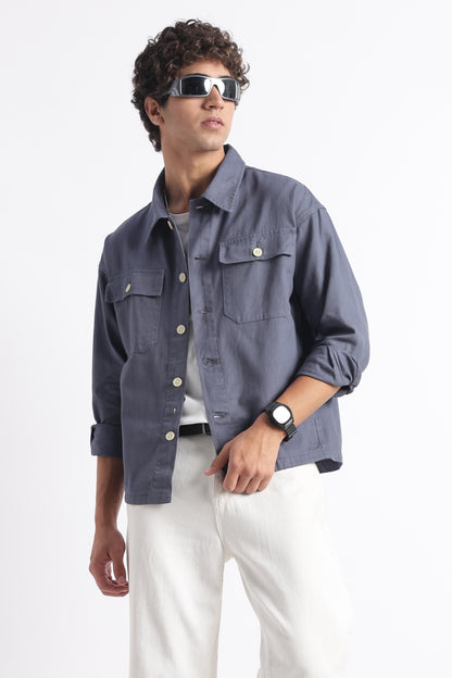 Everyday Layering Shacket Blue