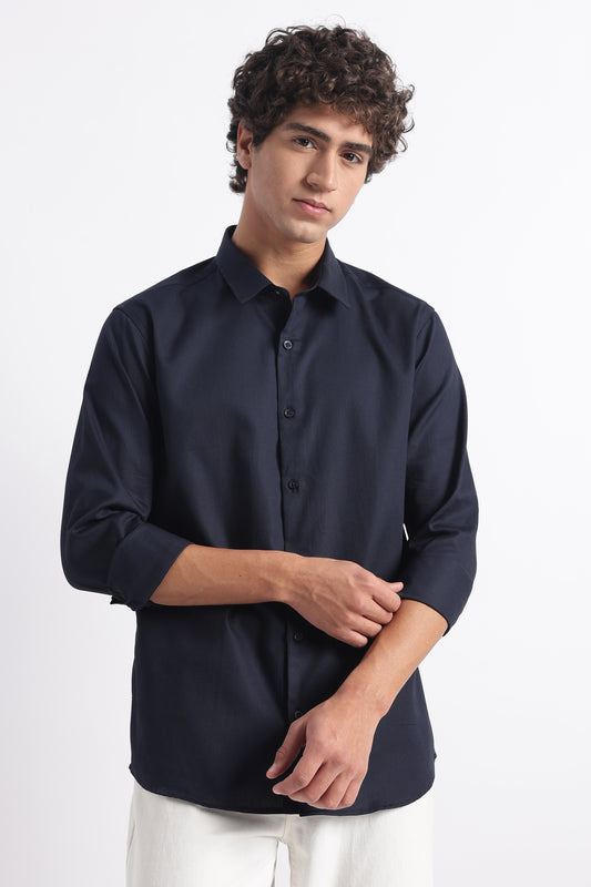 Classic Dobby Solid Shirt Navy