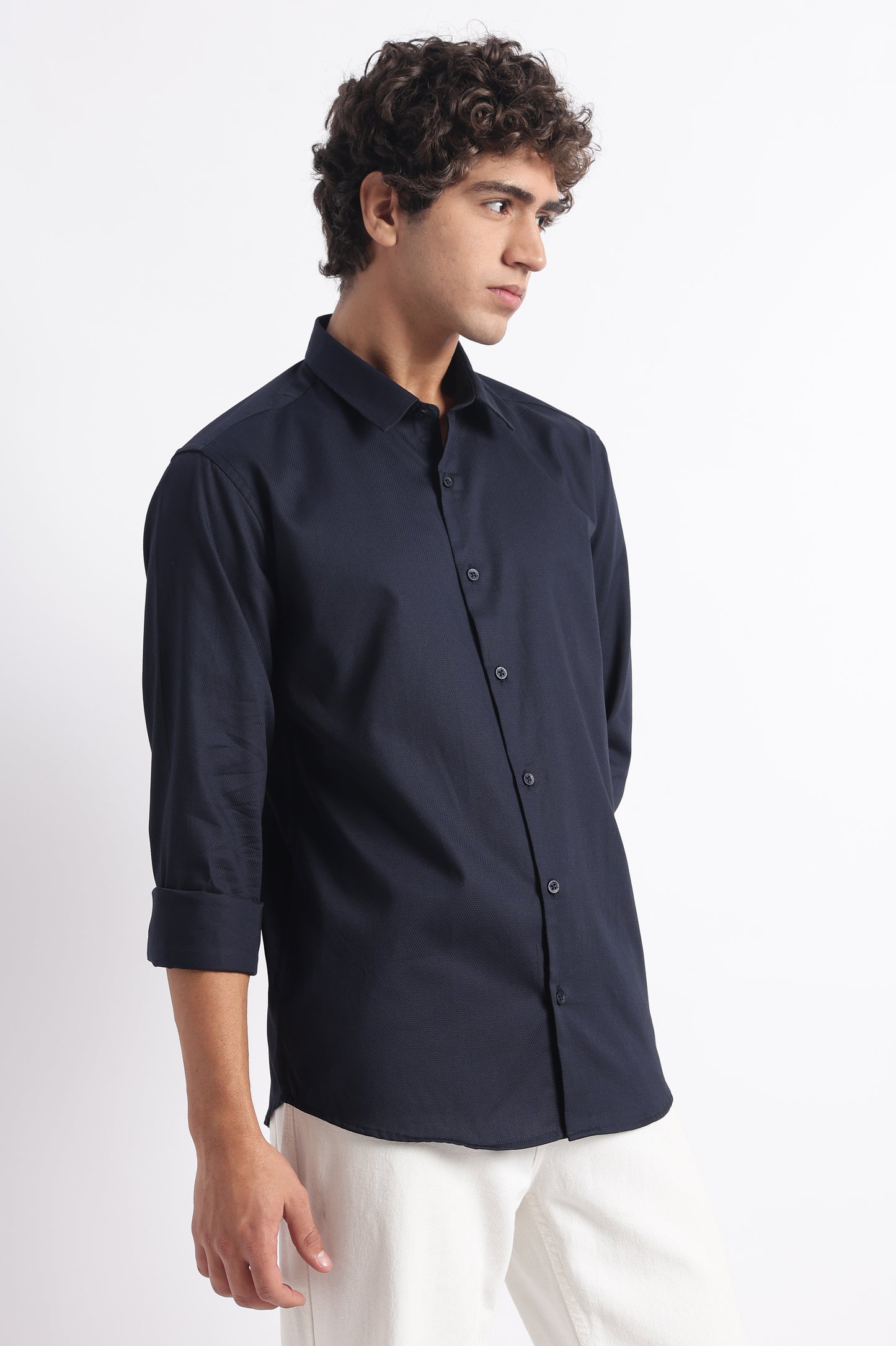 Classic Dobby Solid Shirt Navy