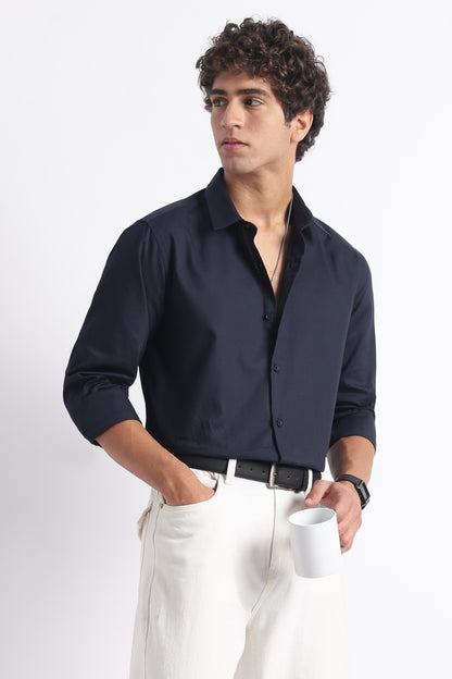 Classic Dobby Solid Shirt Navy