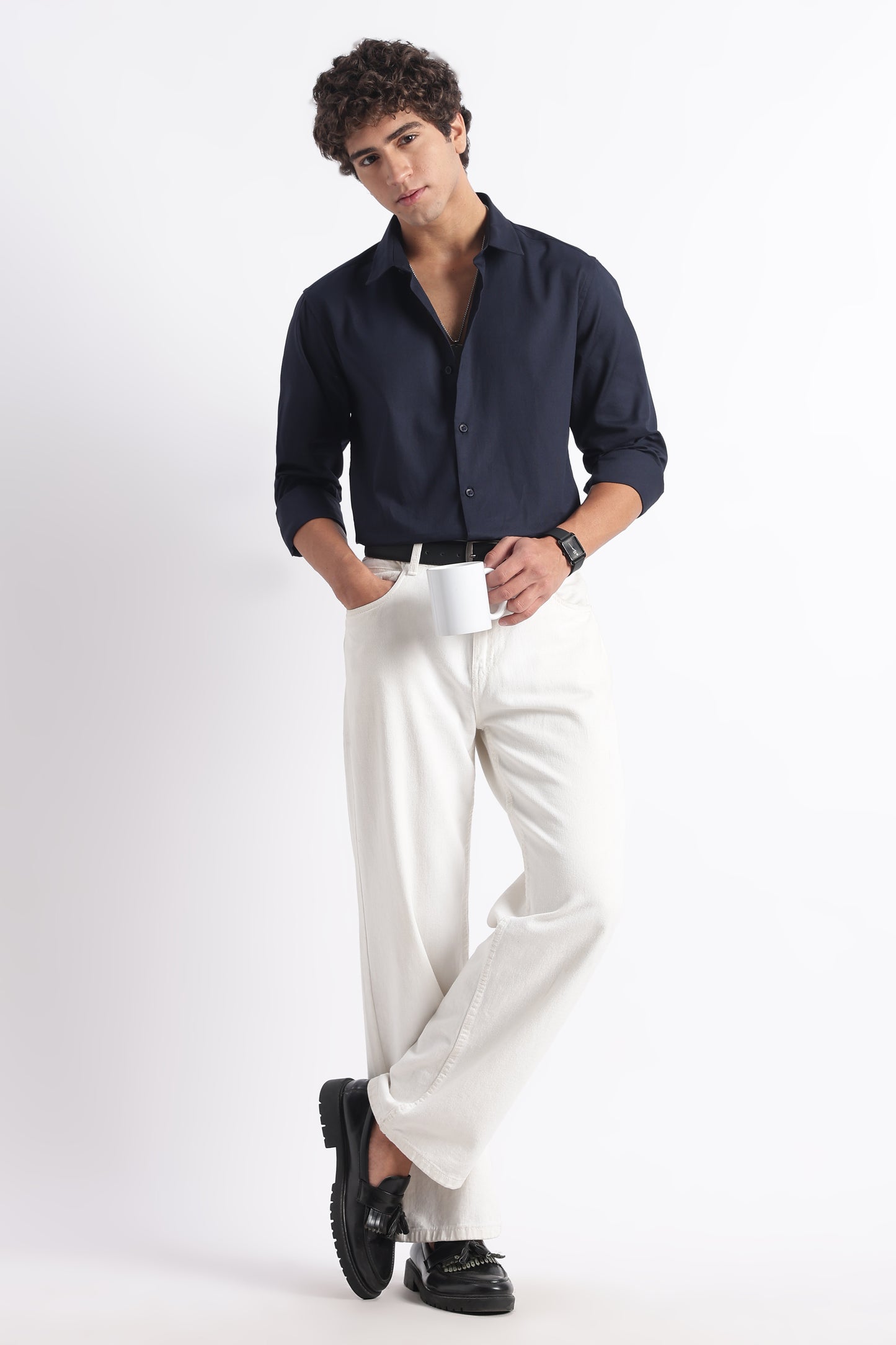 Classic Dobby Solid Shirt Navy