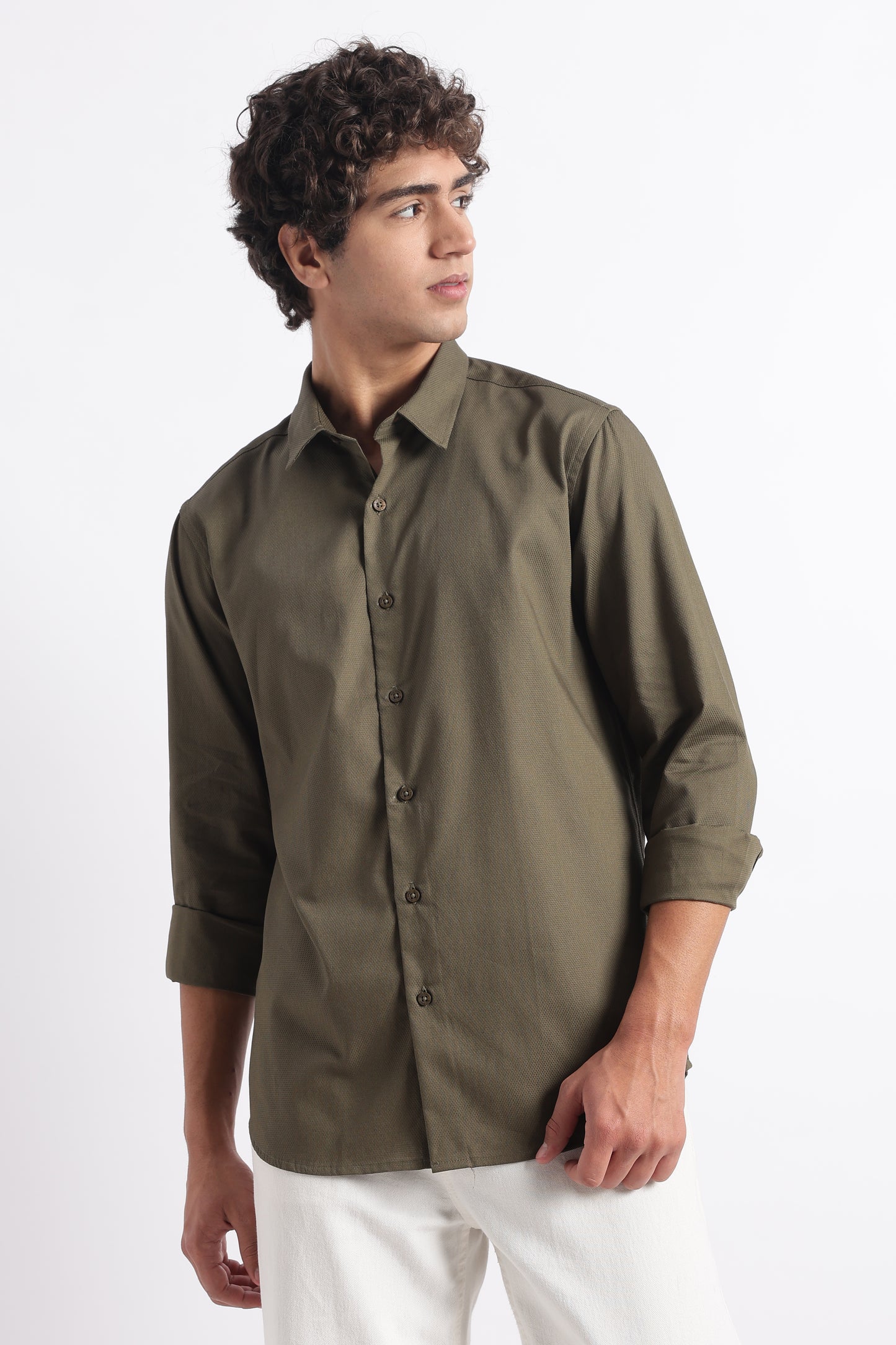 Classic Dobby Solid Shirt Olive