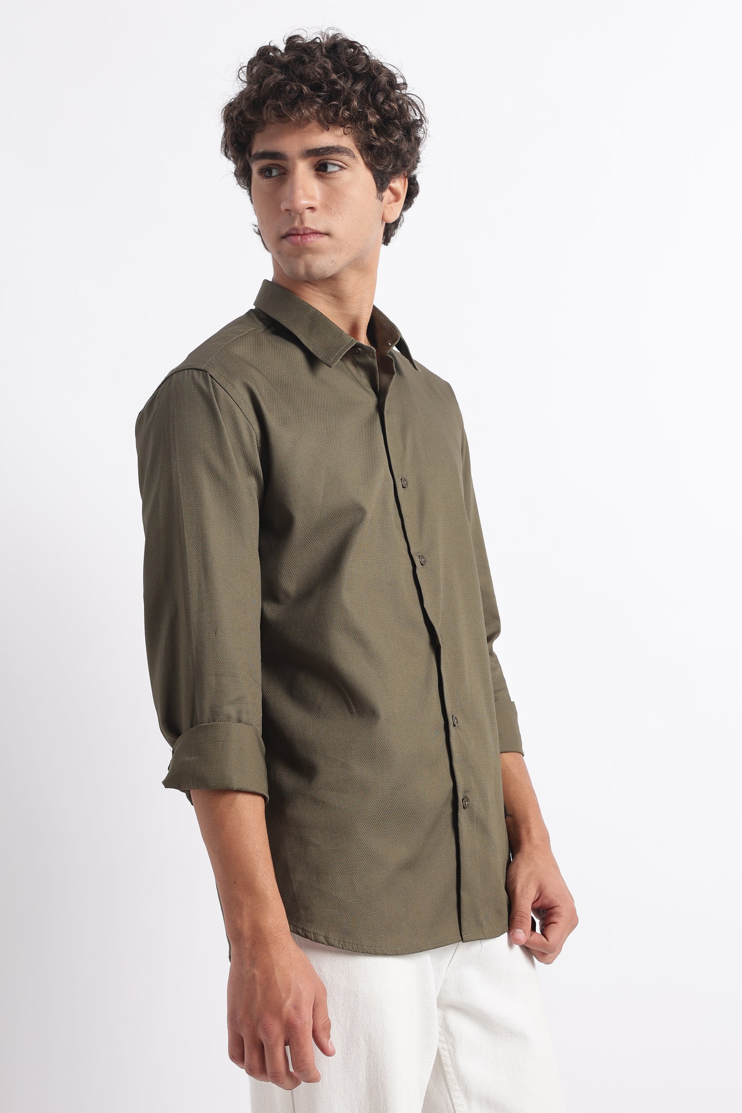 Classic Dobby Solid Shirt Olive