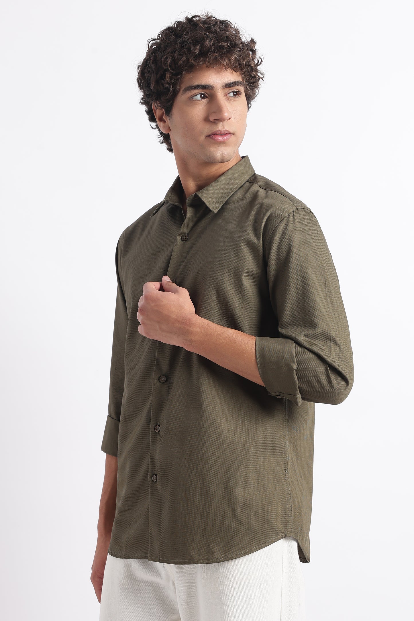 Classic Dobby Solid Shirt Olive