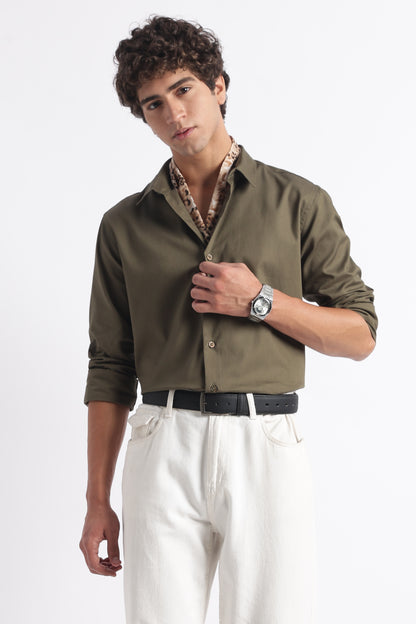 Classic Dobby Solid Shirt Olive