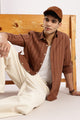 Cotton Self-Striped Slim Fit Shirt Brown