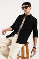 Self-Striped Slim Fit Shirt Black