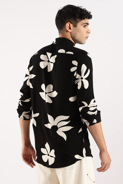 Viscose Slim Fit Shirt Black/Beige
