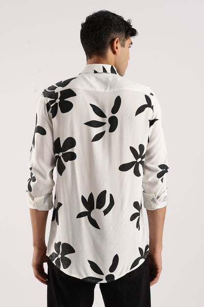 Viscose Slim Fit Shirt White/Black