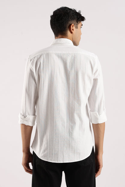 Self-Striped Slim Fit Shirt White