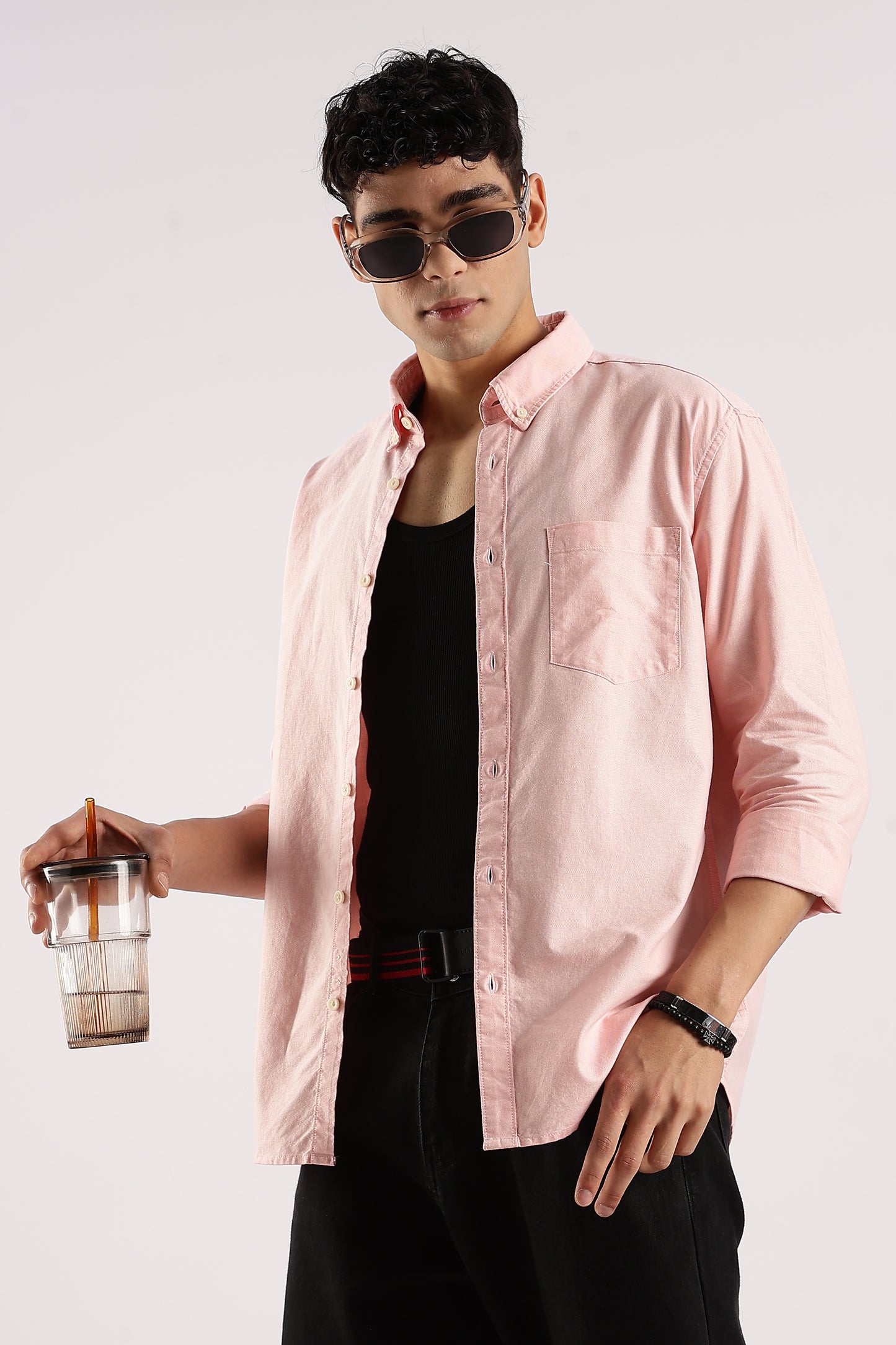 Cotton Oxford Slim Fit Shirt Peach