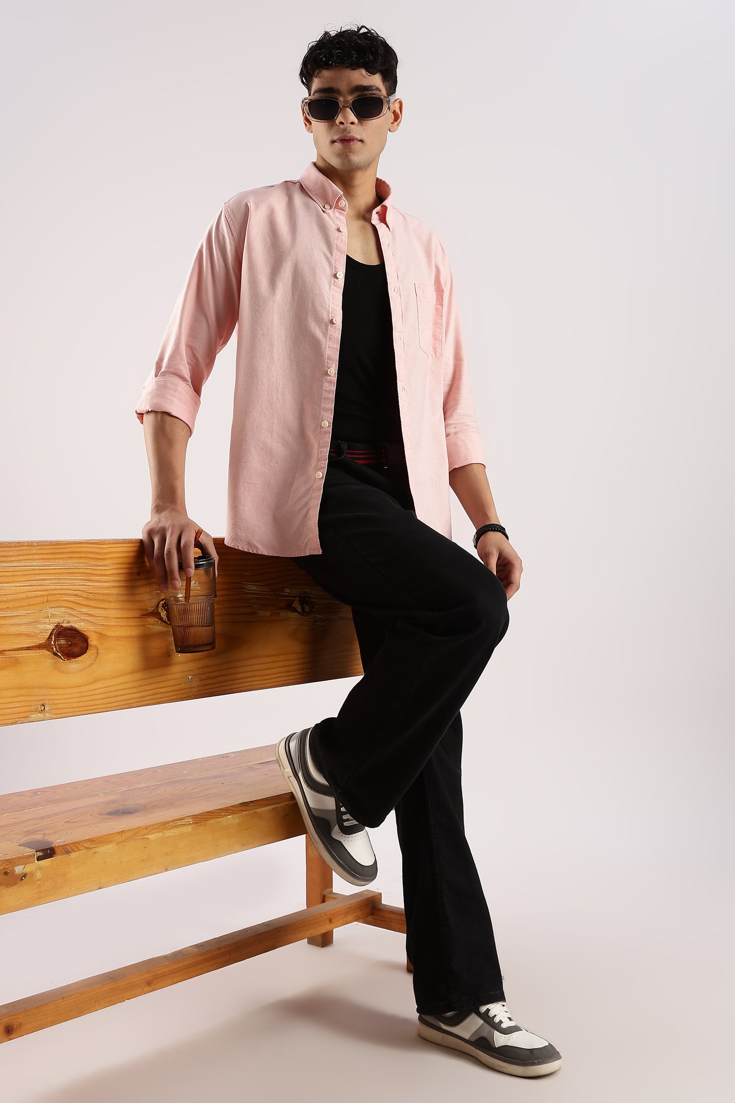 Cotton Oxford Slim Fit Shirt Peach