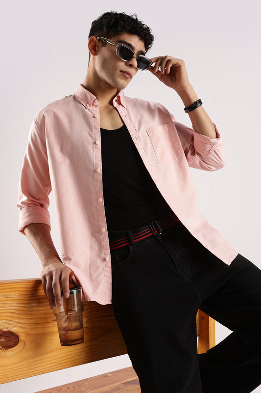 Cotton Oxford Slim Fit Shirt Peach