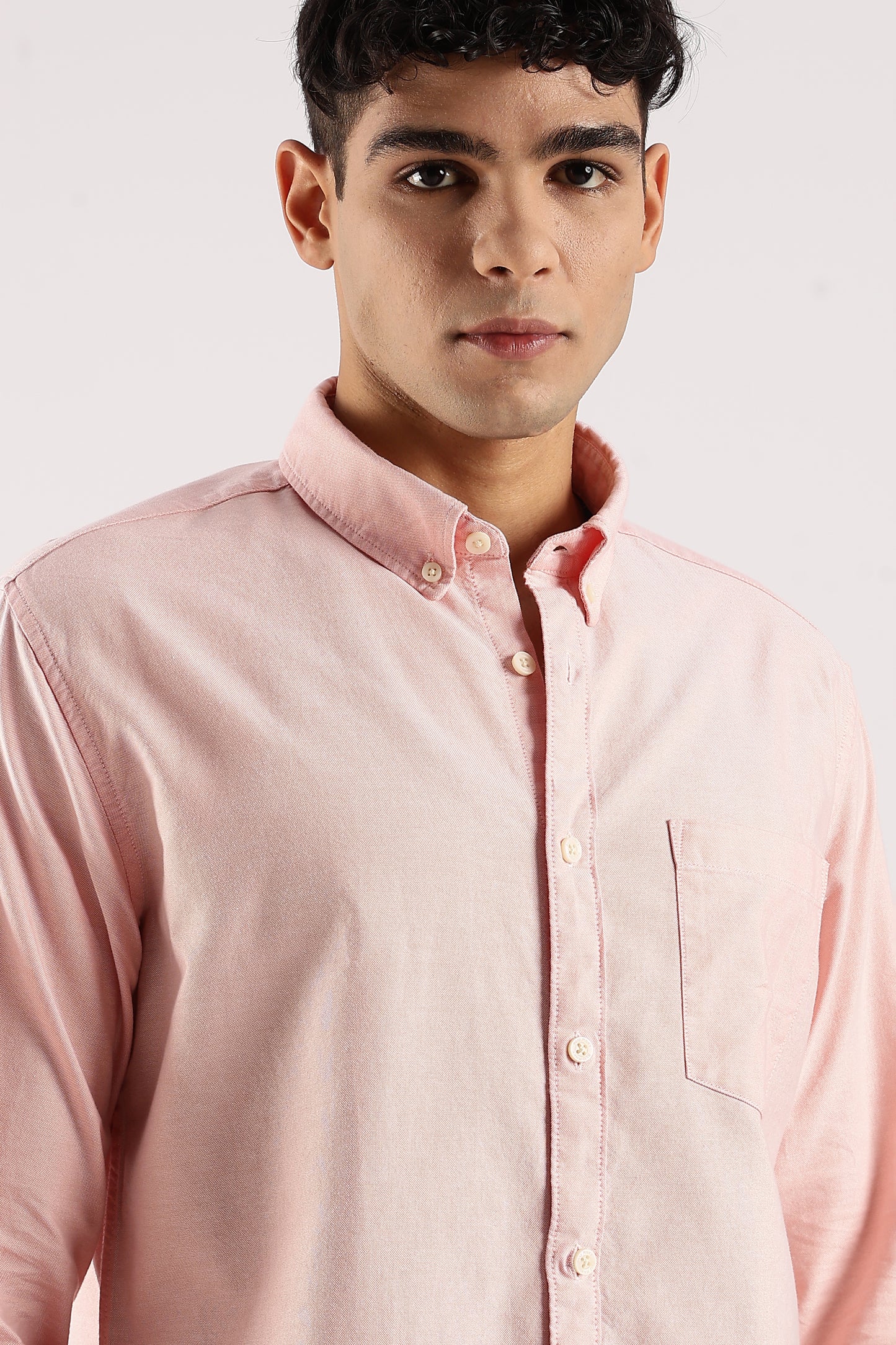 Cotton Oxford Slim Fit Shirt Peach
