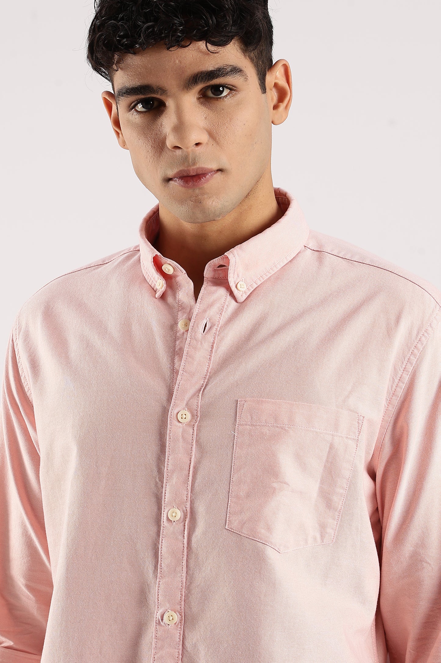 Cotton Oxford Slim Fit Shirt Peach