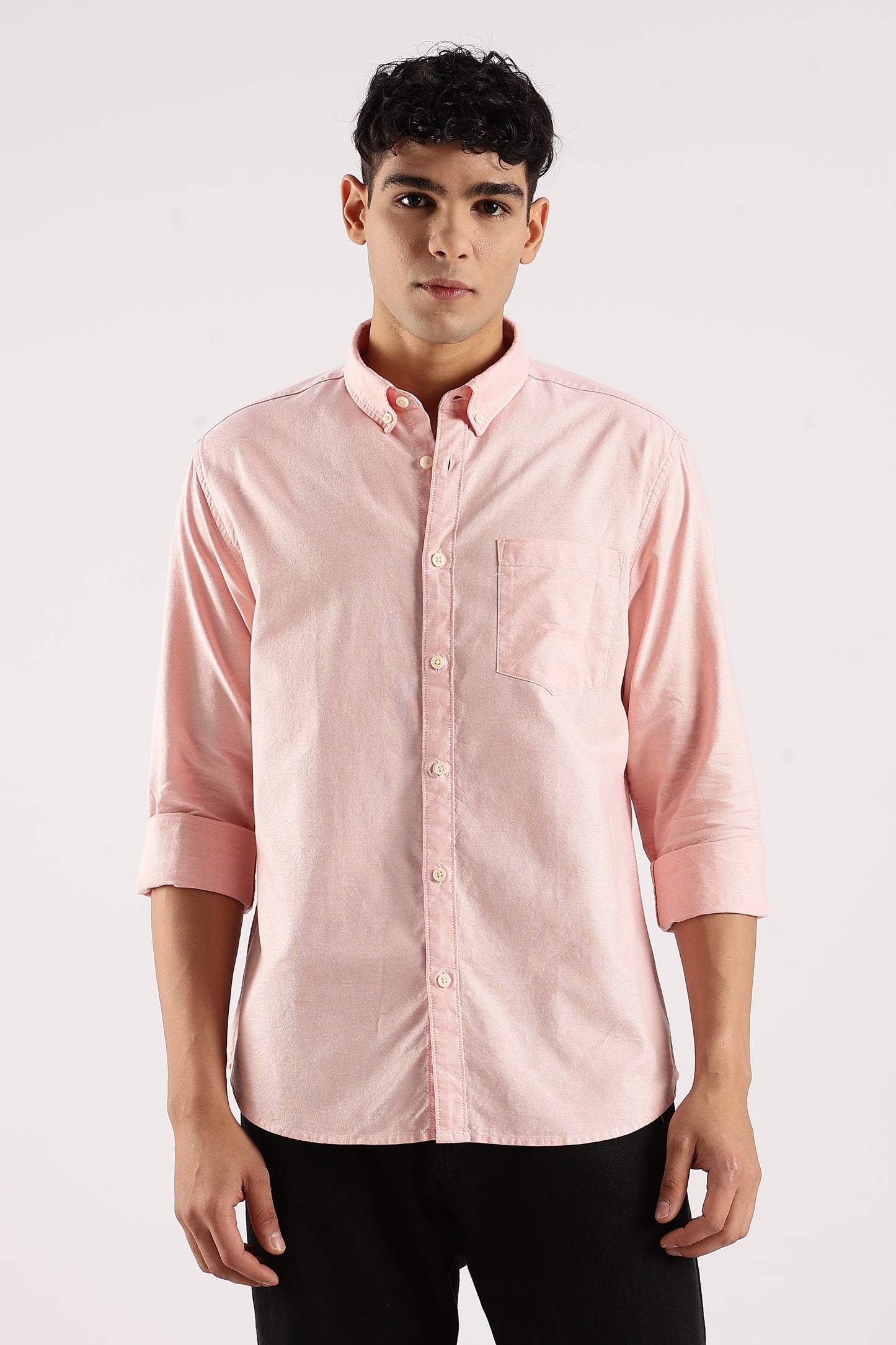 Cotton Oxford Slim Fit Shirt Peach