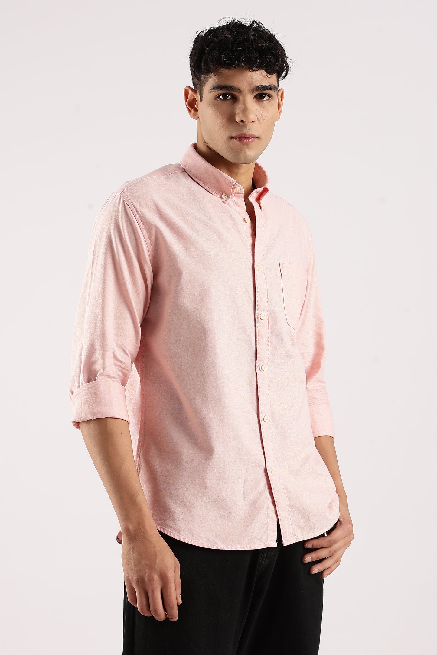Cotton Oxford Slim Fit Shirt Peach