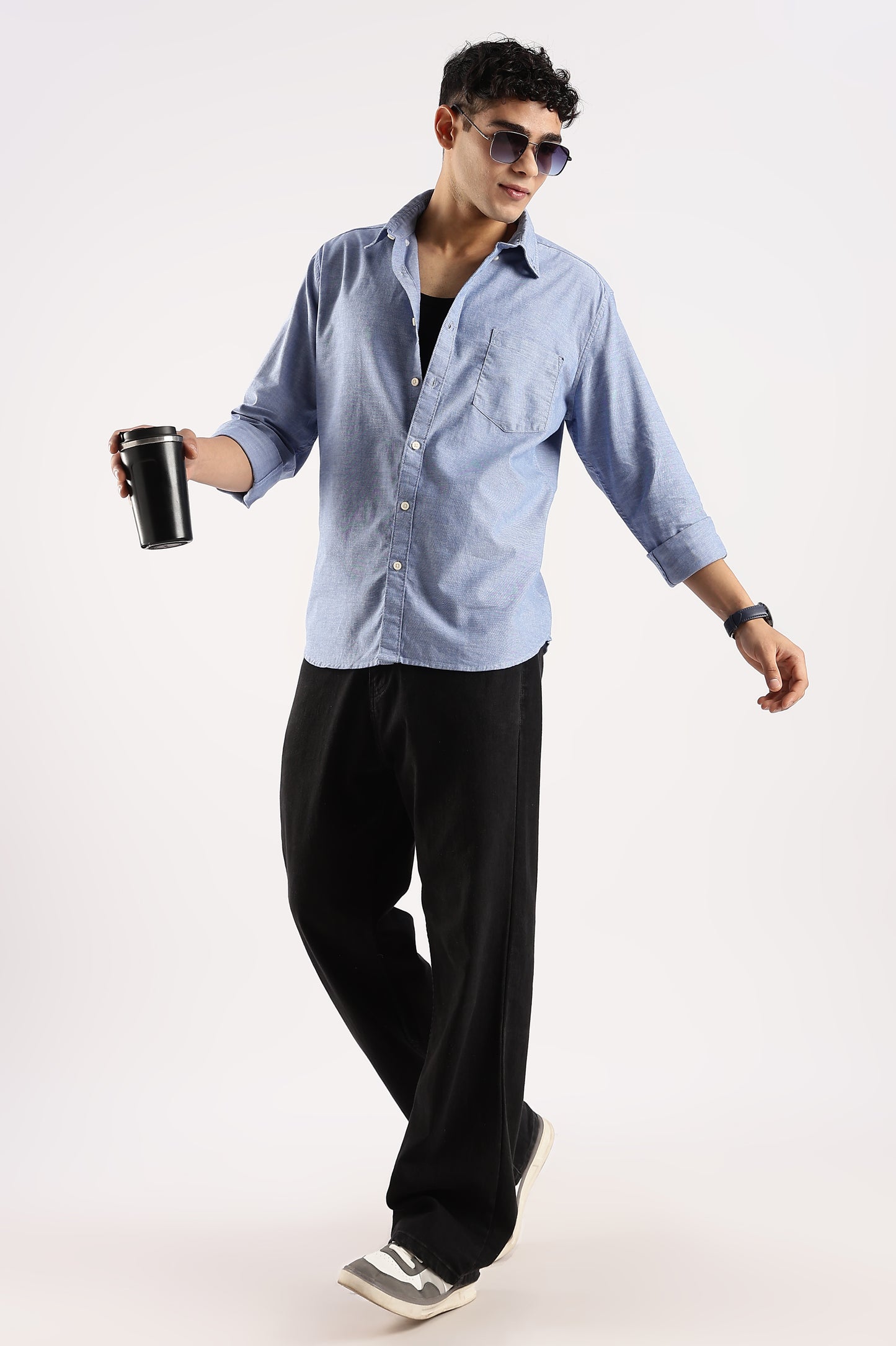 Cotton Oxford Slim Fit Shirt Royal blue