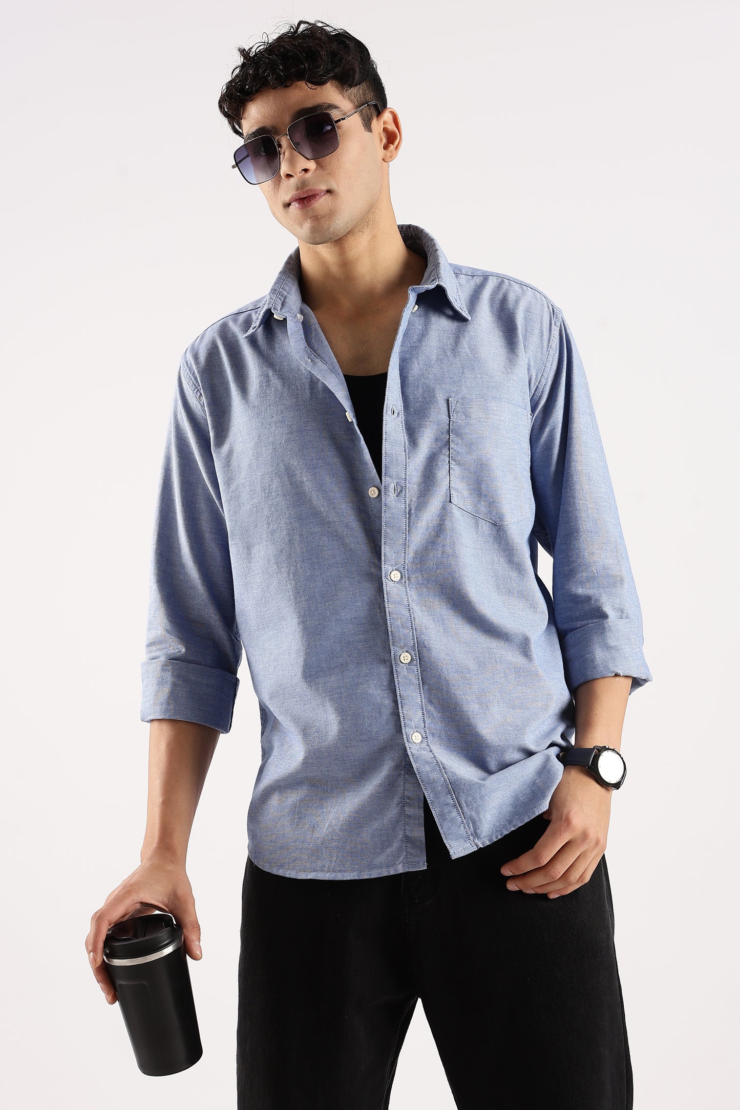 Cotton Oxford Slim Fit Shirt Royal blue