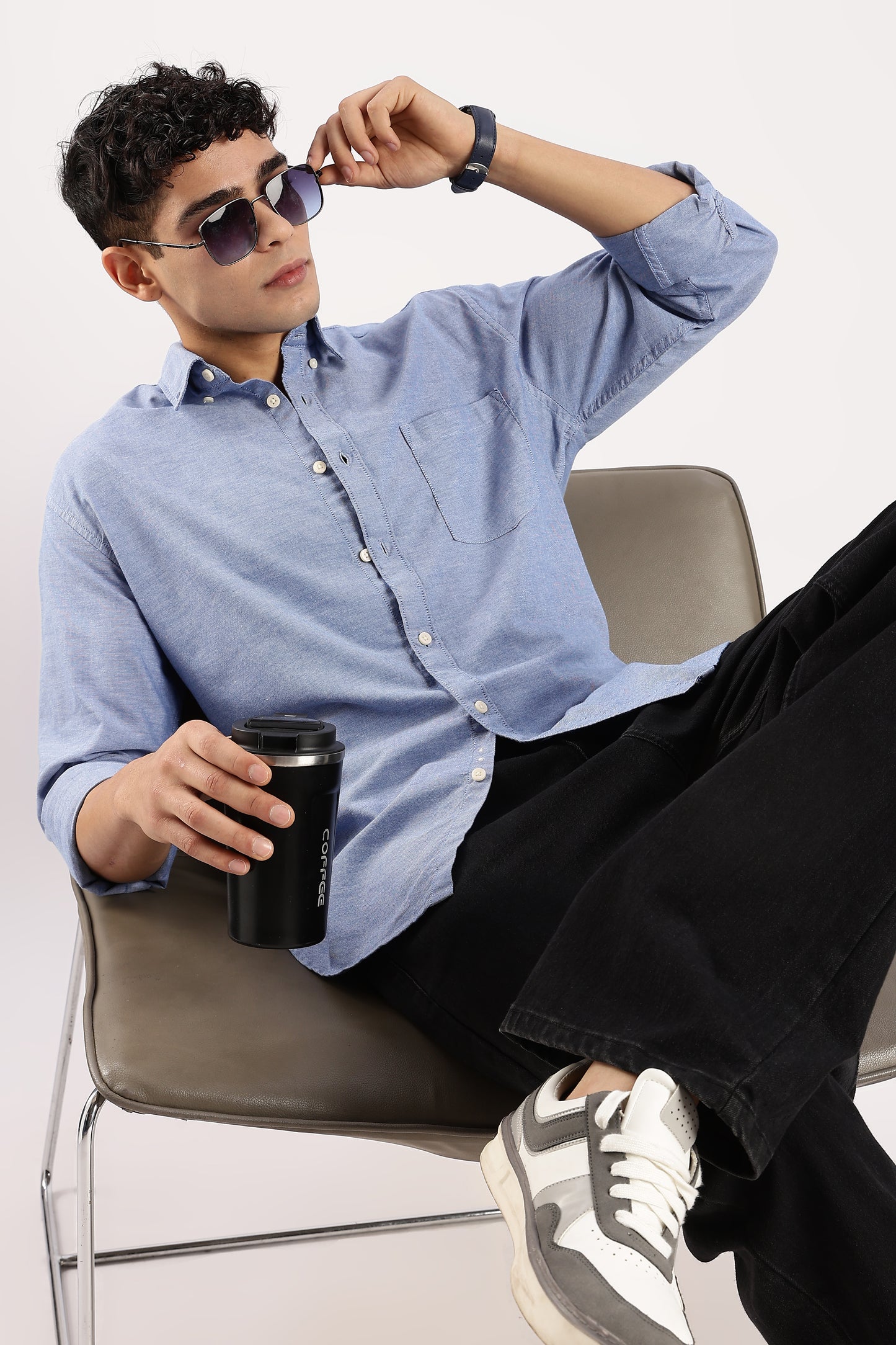 Cotton Oxford Slim Fit Shirt Royal blue