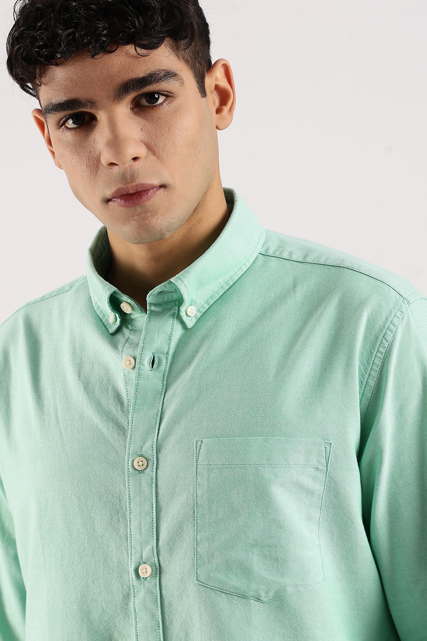 Cotton Oxford Slim Fit Shirt Lt Green