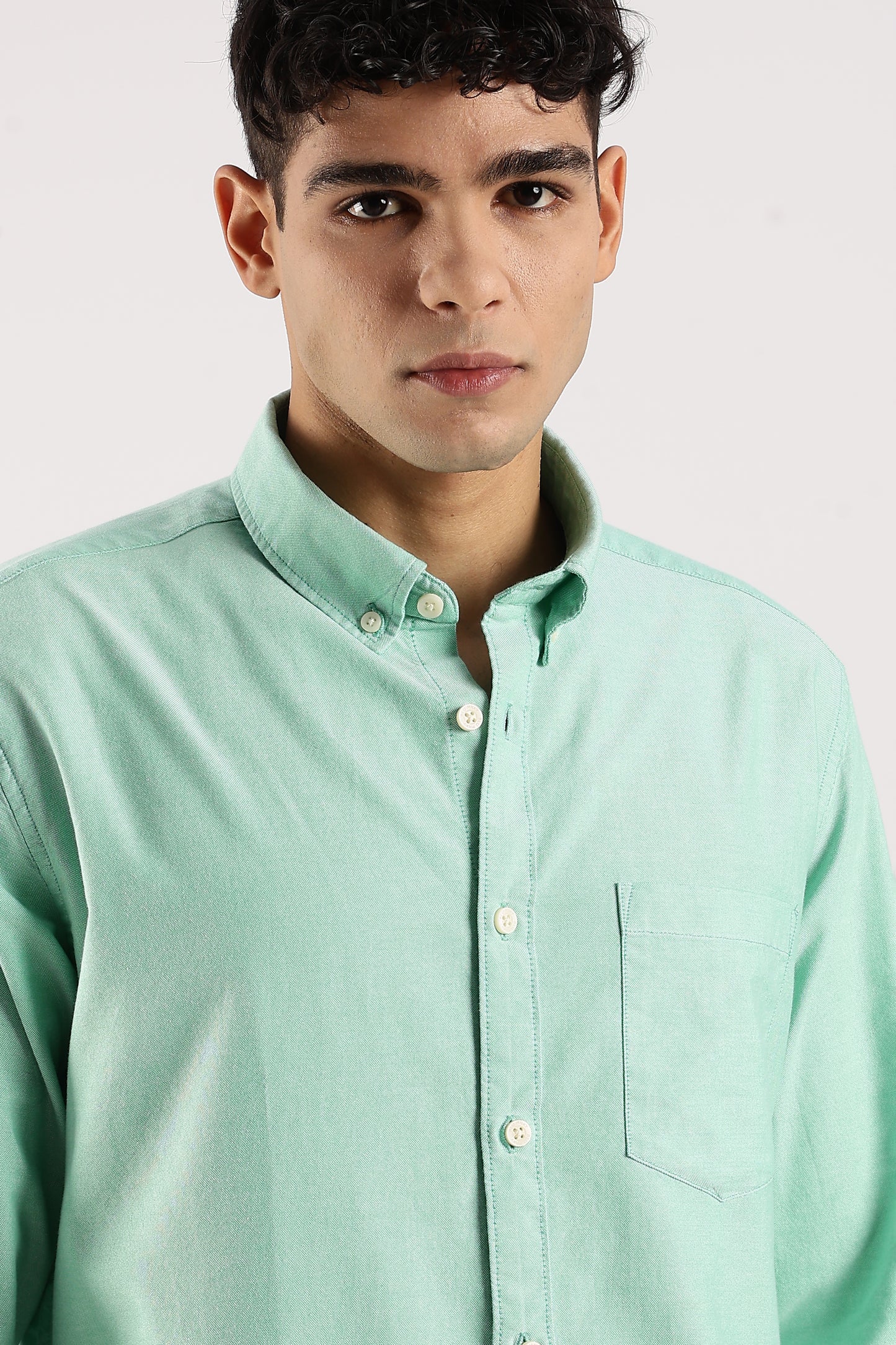 Cotton Oxford Slim Fit Shirt Lt Green