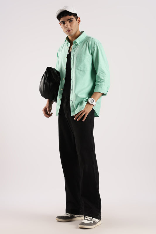 Cotton Oxford Slim Fit Shirt Lt Green