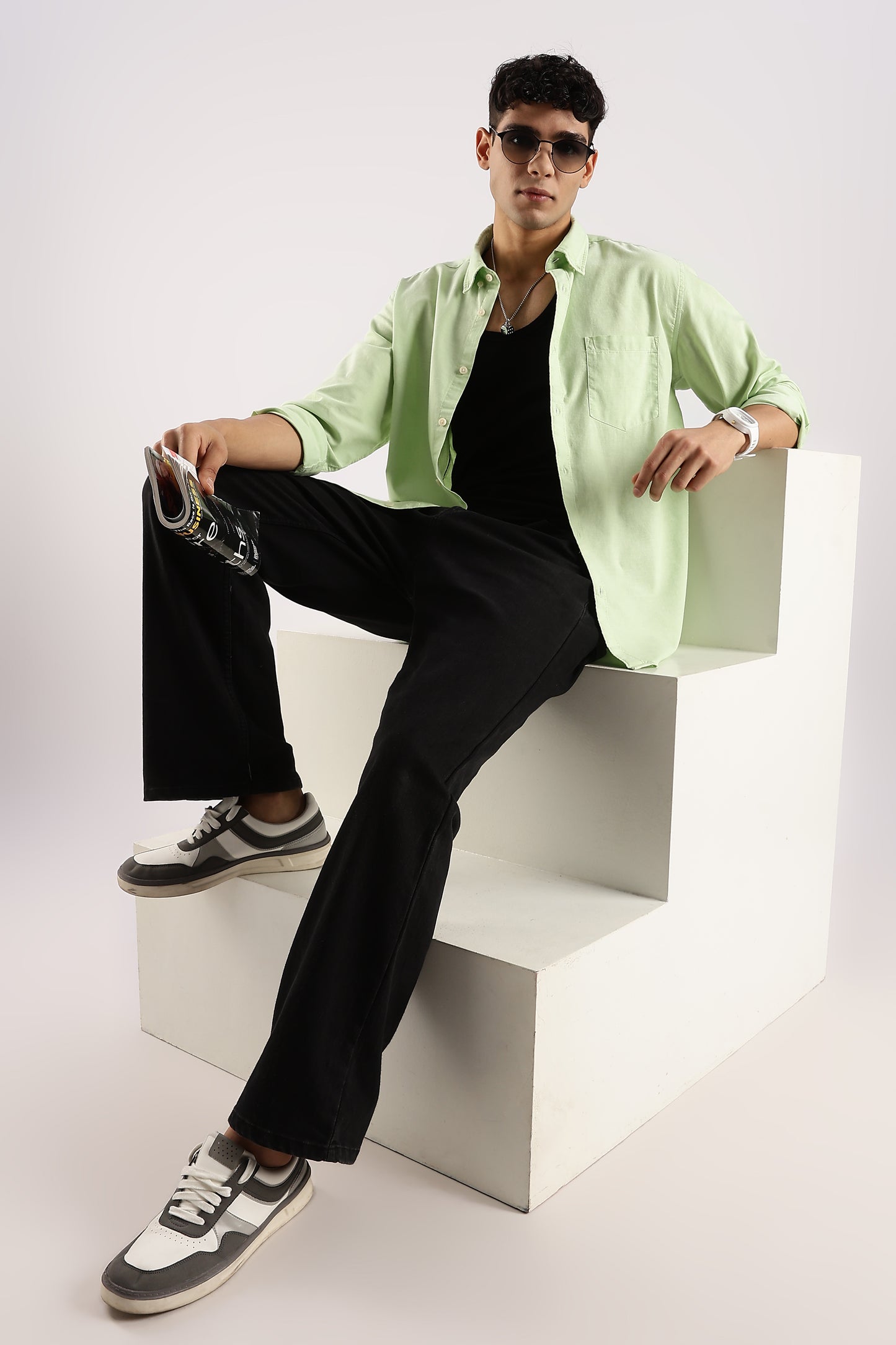 Cotton Oxford Slim Fit Shirt Green