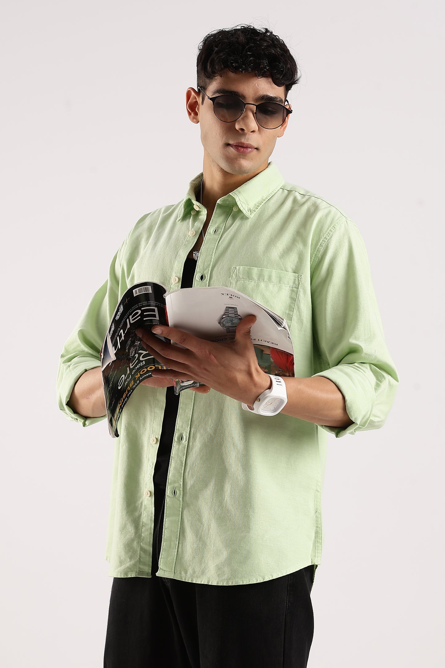 Cotton Oxford Slim Fit Shirt Green