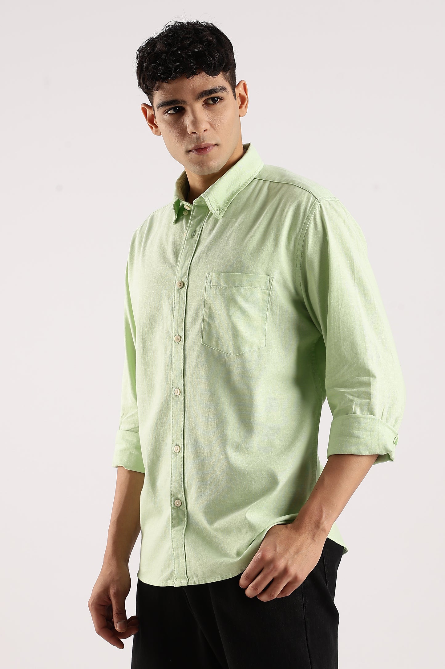Cotton Oxford Slim Fit Shirt Green