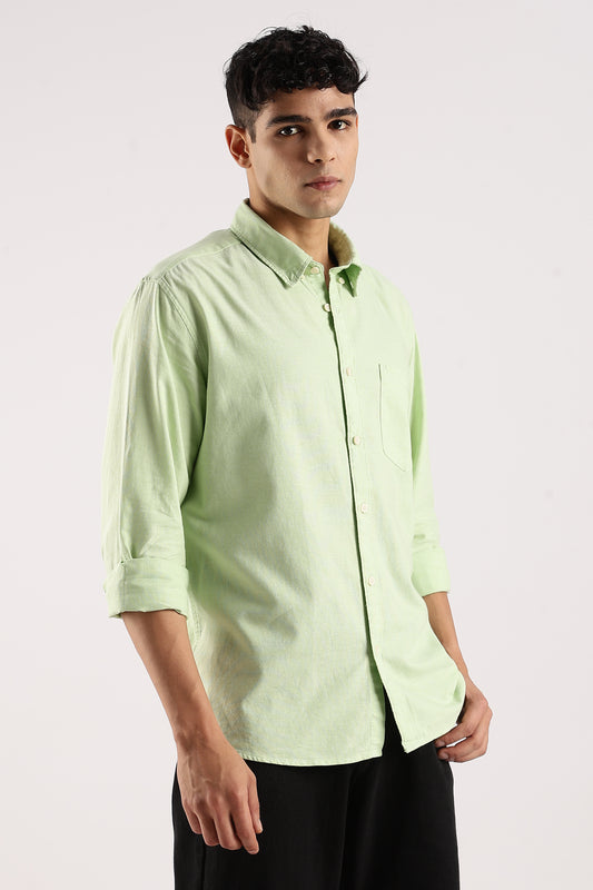 Cotton Oxford Slim Fit Shirt Green