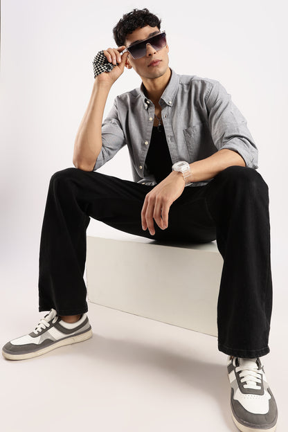 Soft Casual Shirt Grey Mélange