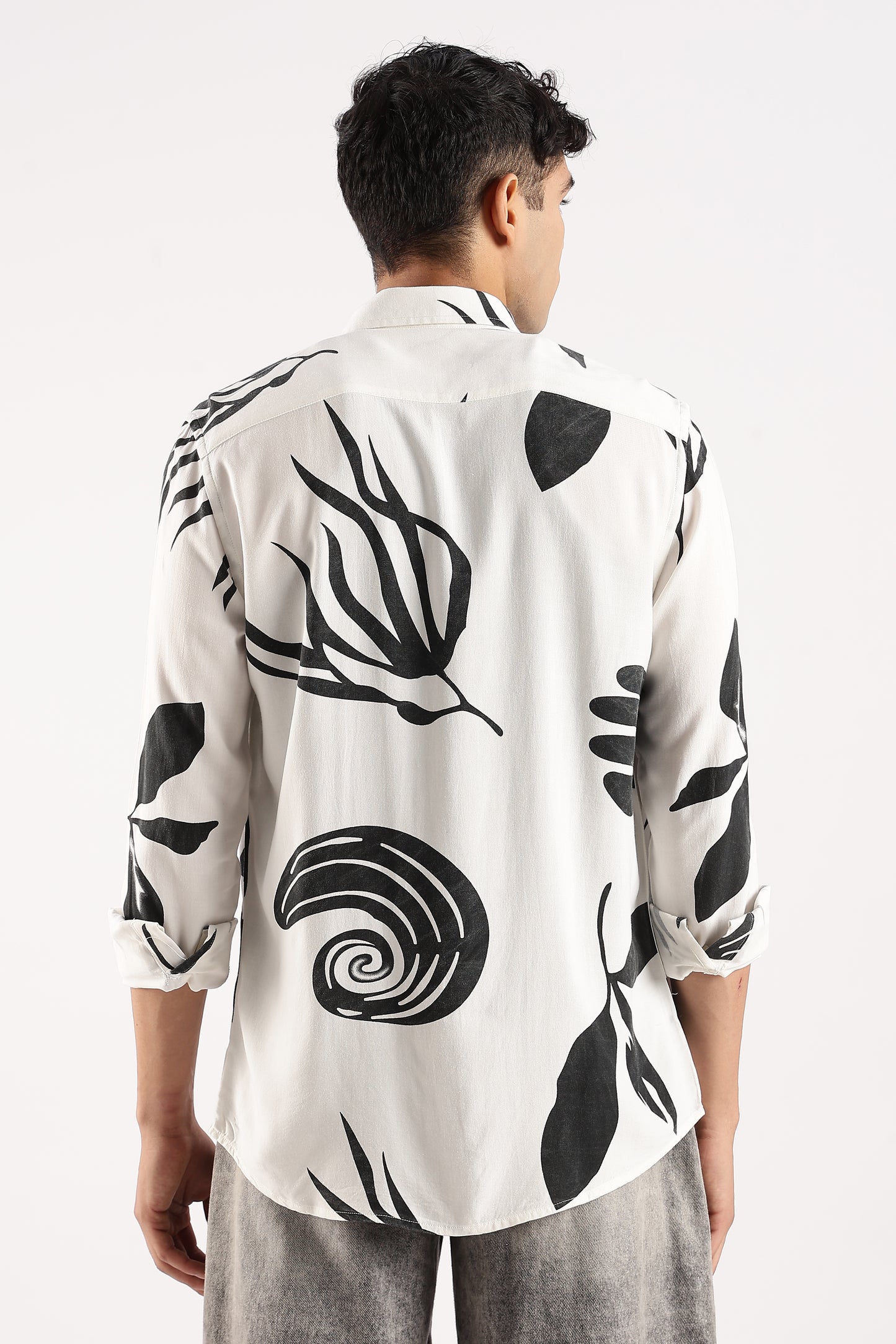 Viscose Slim Fit Striped Shirt Black/White