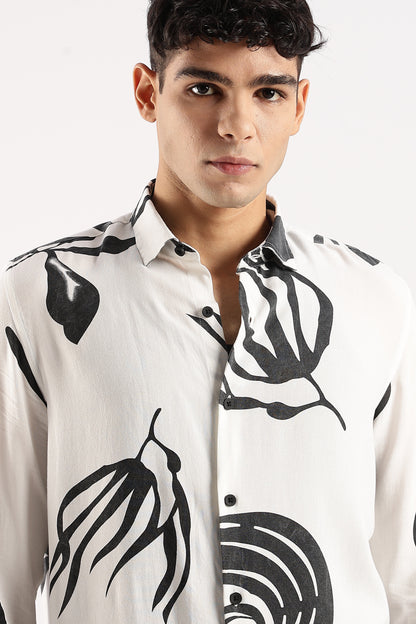 Viscose Slim Fit Shirt Black/White