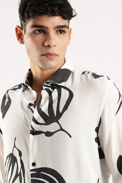 Viscose Slim Fit Shirt Black/White