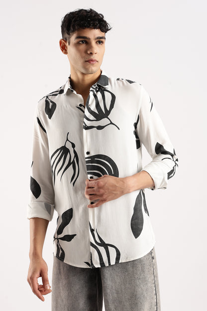 Viscose Slim Fit Shirt Black/White