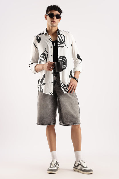 Viscose Slim Fit Shirt Black/White