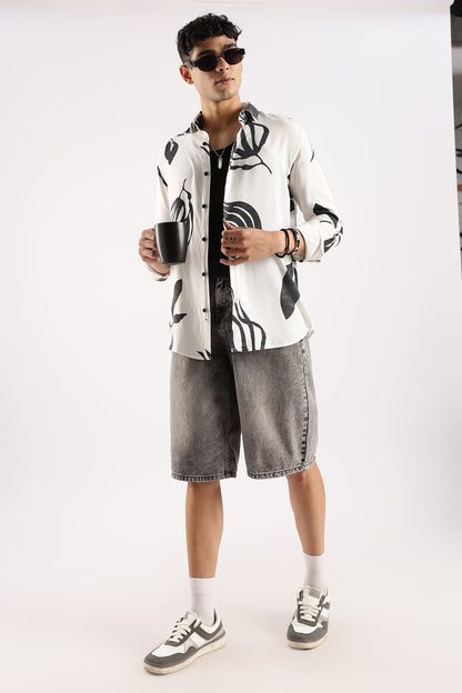 Viscose Slim Fit Shirt Black/White