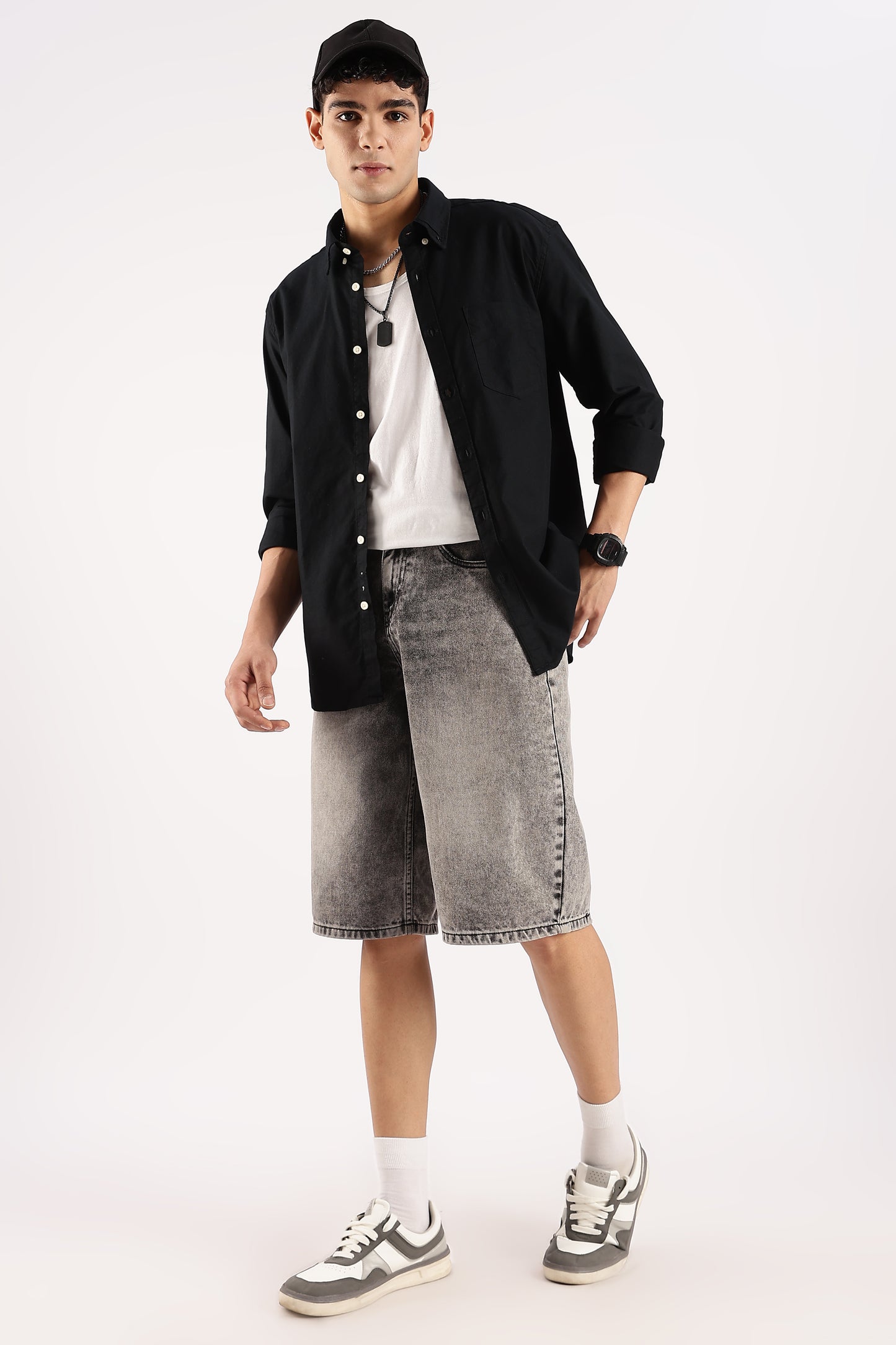 Cotton Oxford Slim Fit Shirt Black