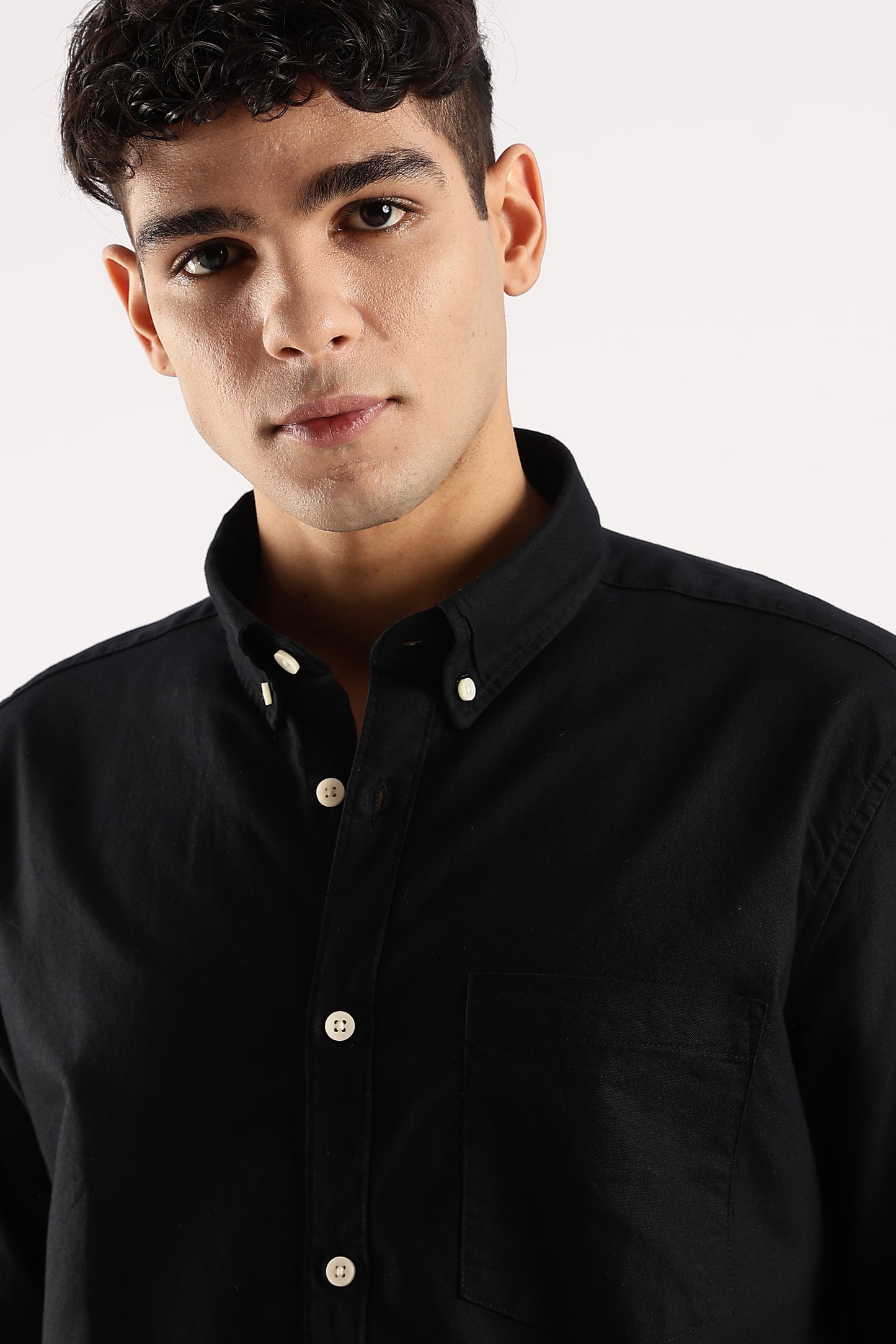 Cotton Oxford Slim Fit Shirt Black