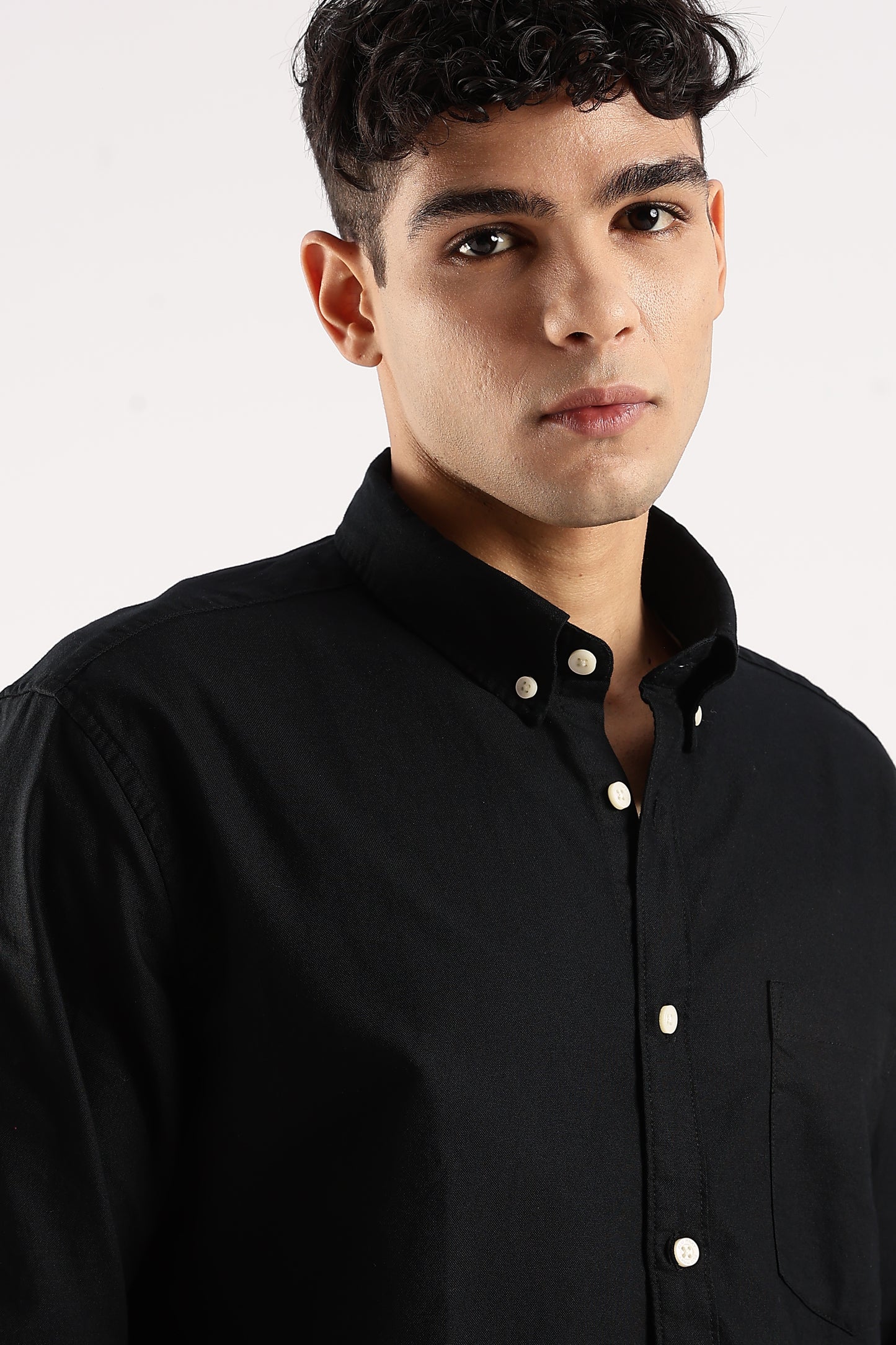 Cotton Oxford Slim Fit Shirt Black