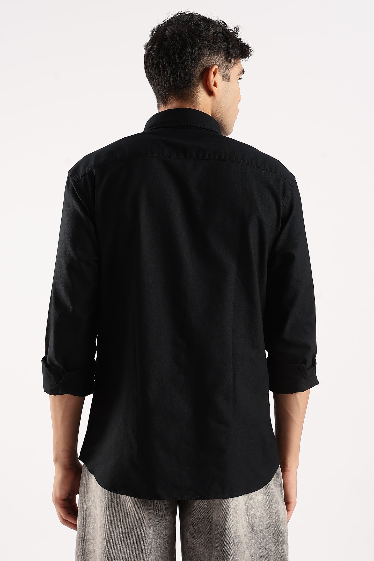 Cotton Oxford Slim Fit Shirt Black