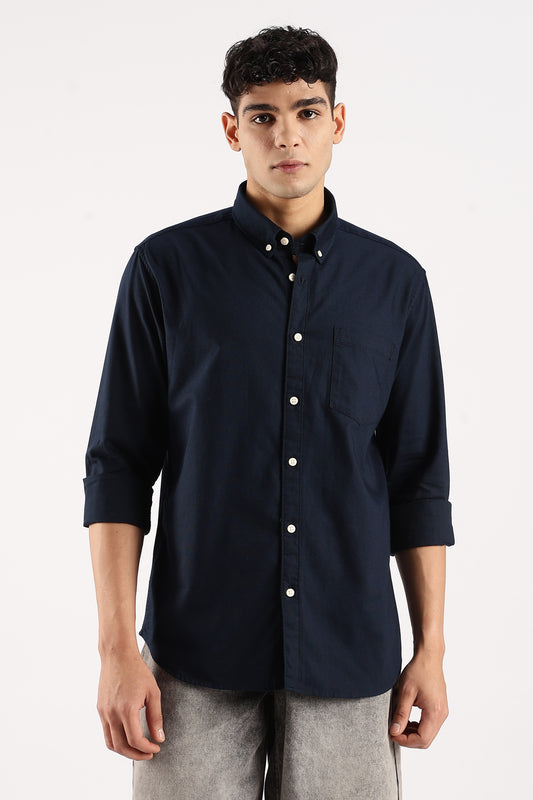 Cotton Oxford Slim Fit Shirt Dk Navy