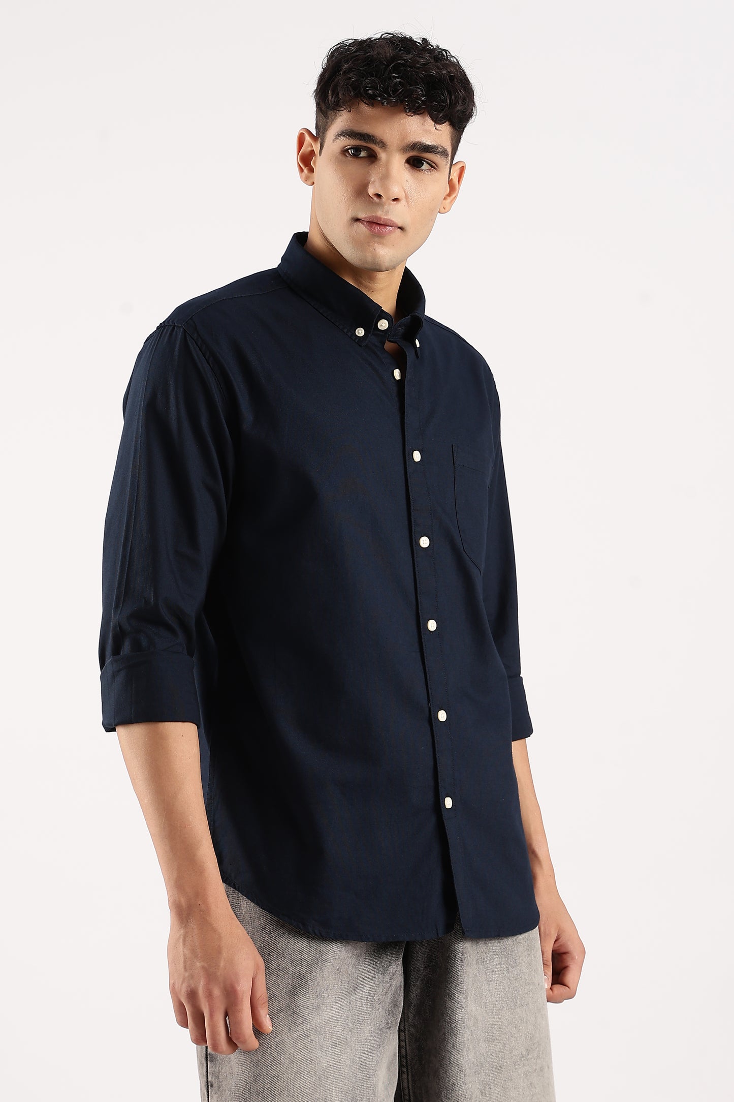 Cotton Oxford Slim Fit Shirt Dk Navy
